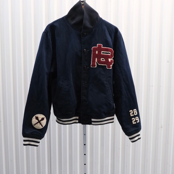 Polo by Ralph Lauren Other - Polo Ralph Lauren Bleecker N.Y.C Letterman Jacket Mens M Navy Blue Varsity
